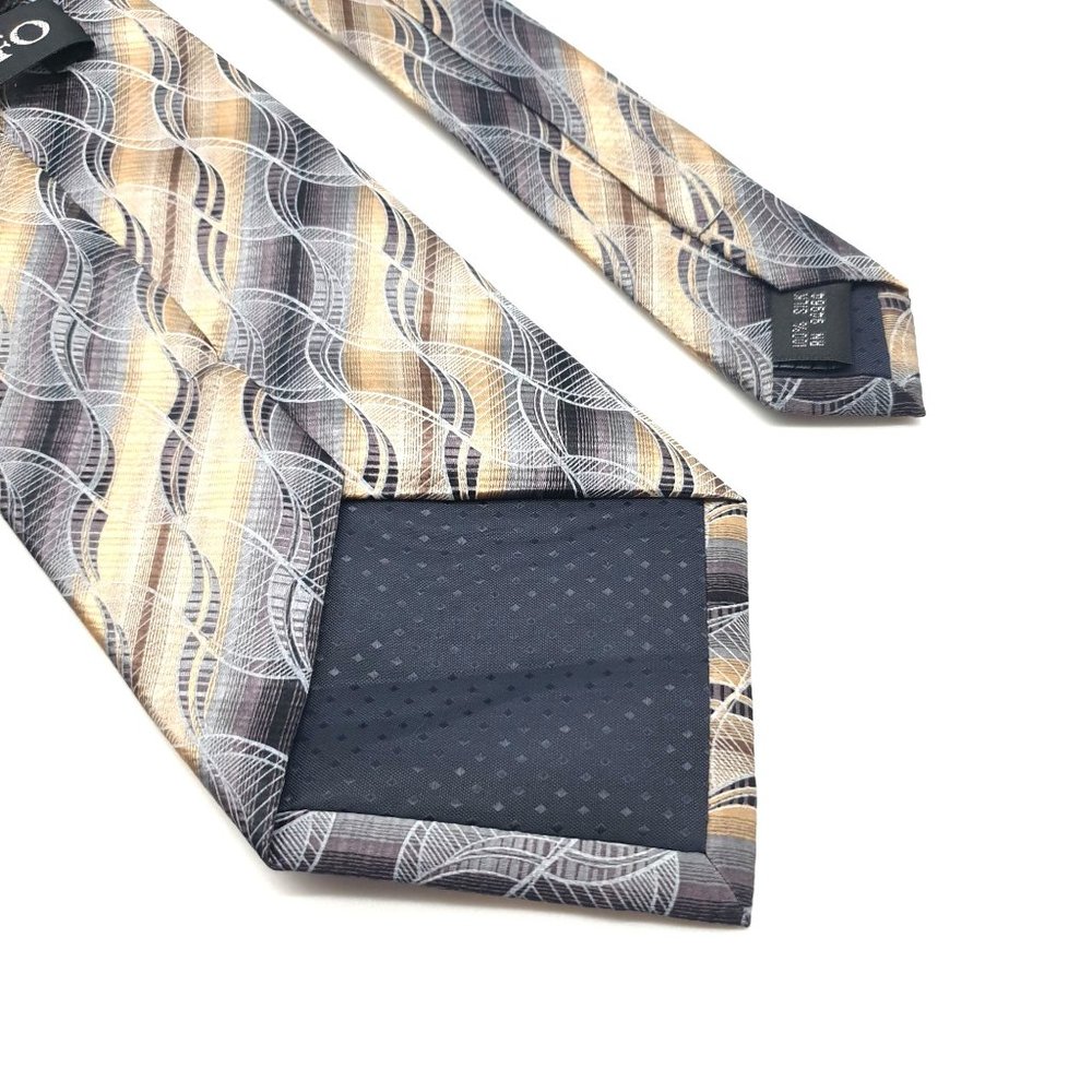Aldolfo Mens Necktie Accessory Office Work Casual Dad Gift Designer Silver Tan - Picture 4 of 5